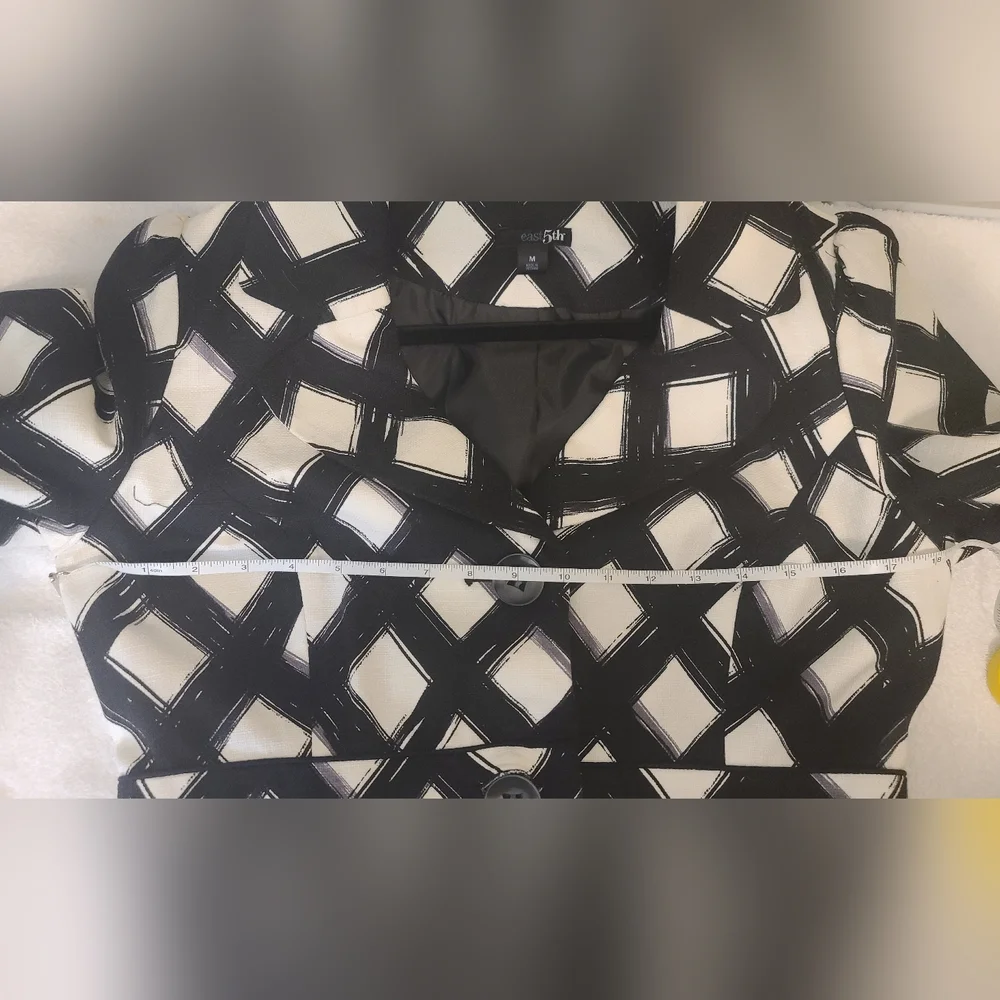 East 5th BLACK & WHITE Brushstroke Diamond 3/4 Blazer - Picture 9 of 9